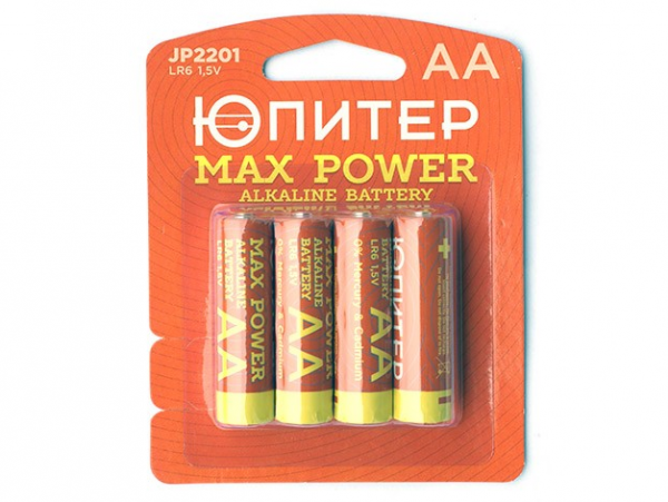 Батарейки ЮПИТЕР AA LR6 1,5V Alkaline MAX POWER (4шт)