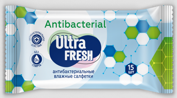 Салфетки влажные Ultra Fresh антибактериальные 15шт 14410127