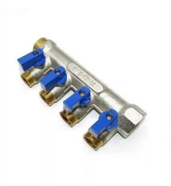Коллектор 3/4" *1/2" с отсечными кранами (4вых)
