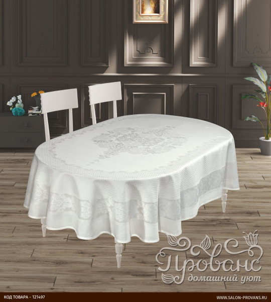 Скатерть DO&CO броде жаккард (160*220) VIYANA белый 12340