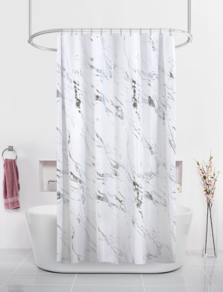 Штора д/ванной (180*200) Серебро в мраморе BT-829983 13823